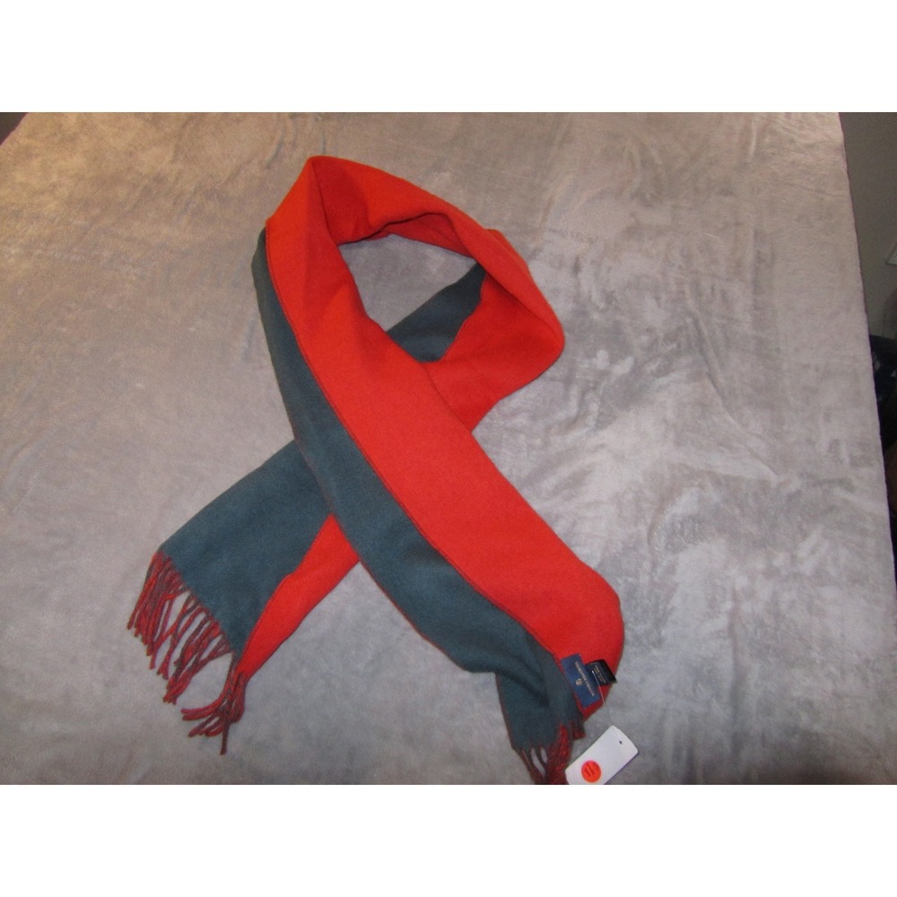 Brooks Brothers Red Charcoal‎ Grey Reversible Wool Fringed Scarf Golden Fleece